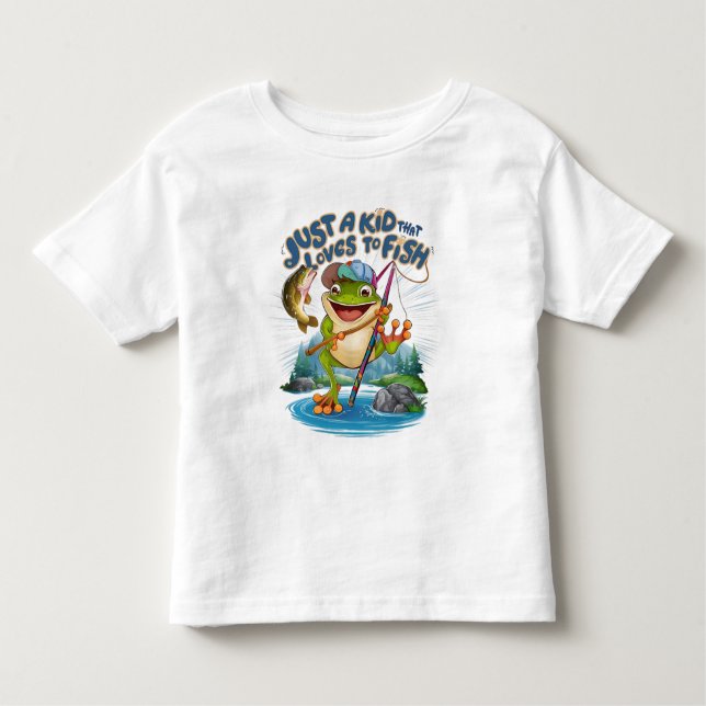 The Frog Angler: A Playful Twist on Fishing Toddler T-Shirt (Front)