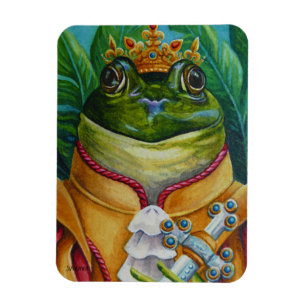 The Frog Prince with Crown & Sword Watercolor Art Magnet