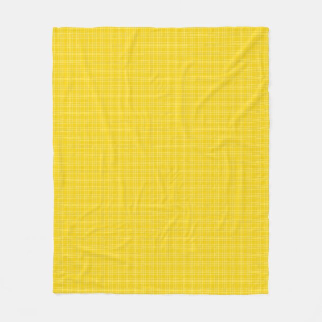 The front features a bright yellow chequered  fleece blanket (Front)