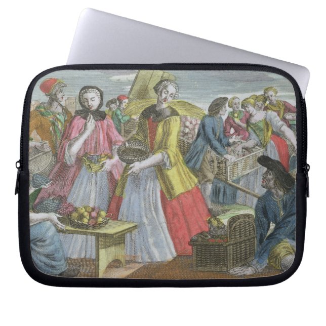 The Fruit Market (coloured engraving) Laptop Sleeve (Front)