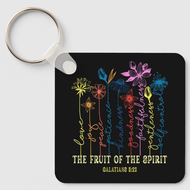 The Fruit Of The Spirit Galatians 5 22 Floral Chri Key Ring (Front)