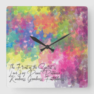 The Fruit of the Spirit - Galatians 5 Square Wall Clock