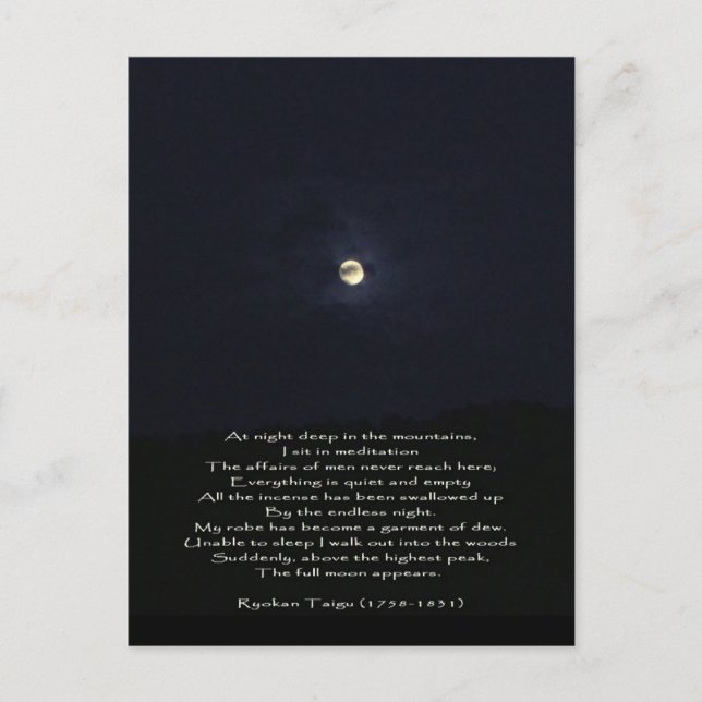 The Full Moon Appears/Inspirational Zen Poetry Postcard (Front)