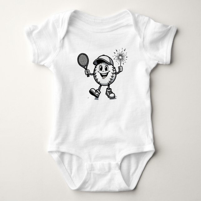 The Fun Baseball Character Baby Bodysuit (Front)