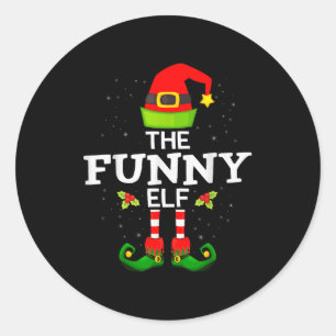 The Funny Elf Christmas Family Matching Pajama  Classic Round Sticker