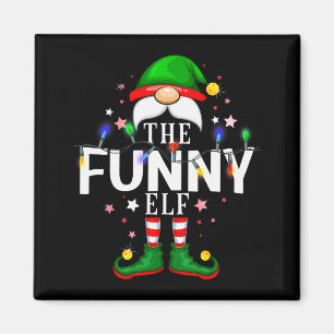 The Funny Elf Christmas Family Pajama Party Magnet