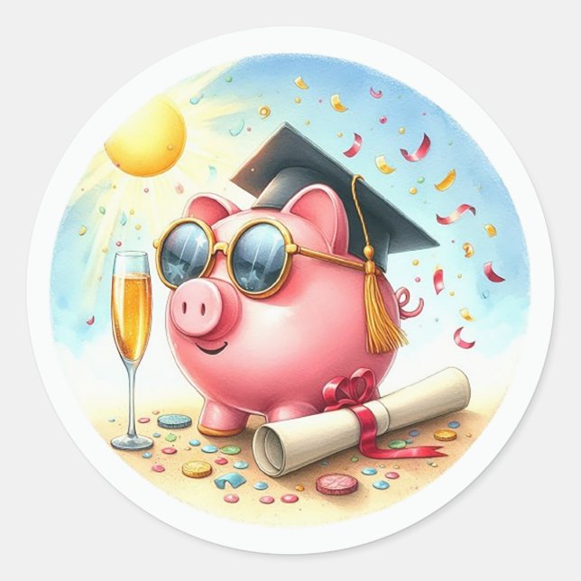 The Future is Bright Finance Graduation Classic Round Sticker (Front)