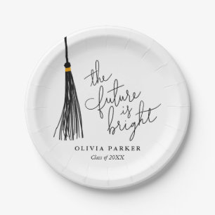 The Future Is Bright Grad Party Black Tassel Paper Plate