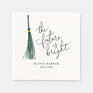 The Future is Bright Graduation Green Tassel Napkin