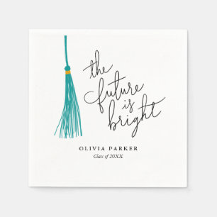 The Future is Bright Graduation Green Tassel Napkin
