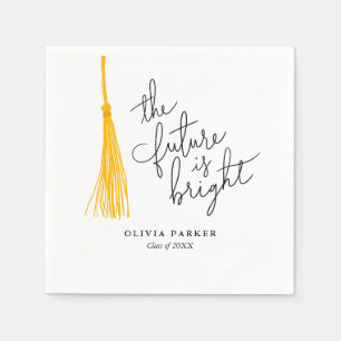 The Future is Bright Graduation Yellow Tassel Napkin