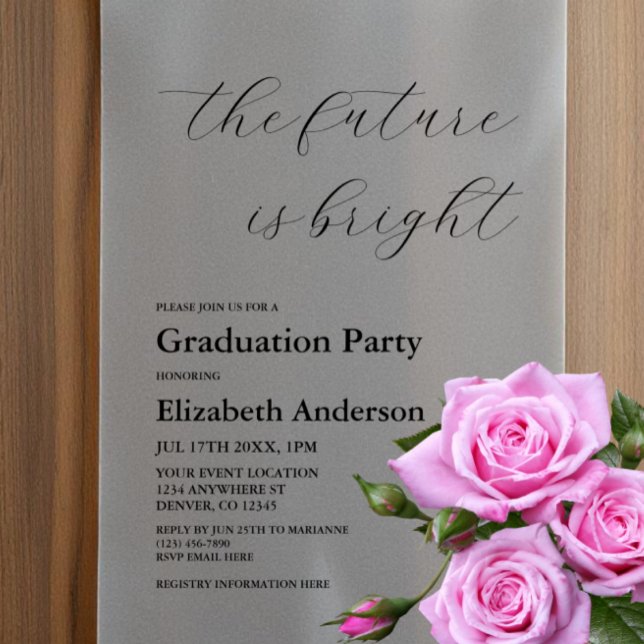 The Future Is Bright Minimalist Script Graduation Vellum Invitations (Creator Uploaded)