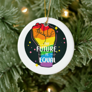 The Future Is Equal Raised Fist Ceramic Tree Decoration
