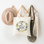 The Future is Female | Floral Quote Tote Bag<br><div class="desc">Cute and inspiring tote bag for women and girls who change the world features the quote "the future is female" in brush lettering,  inscribed inside a watercolor floral wreath in blue,  green and ivory.</div>