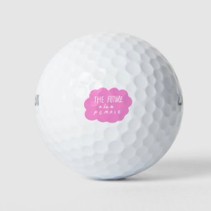 The future is female sticker collage pink golf balls