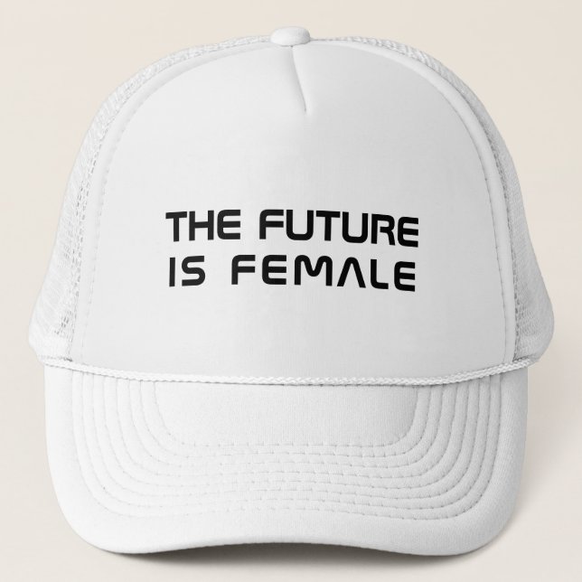The future is female white black modern typography trucker hat (Front)