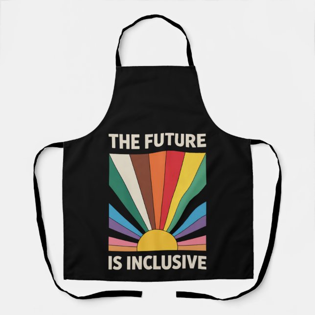 The Future Is Inclusive LGBTQ Pride Ally Rainbow Apron (Front)