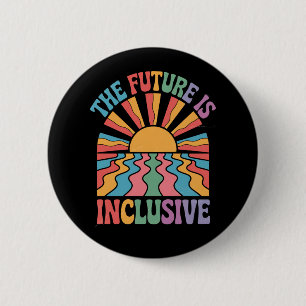 The Future Is Inclusive LGBTQ Rainbow Pride Retro 6 Cm Round Badge