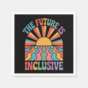 The Future Is Inclusive LGBTQ Rainbow Pride Retro Napkin