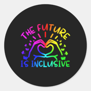 The Future Is Inclusive Rainbow He Butterflies Lgb Classic Round Sticker