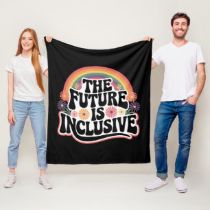 The Future is Inclusive Rainbow LGBTQ Flag Gay Fleece Blanket