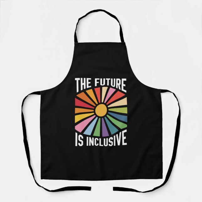 The Future is Inclusive Rainbow Pride Trans Rights Apron (Front)