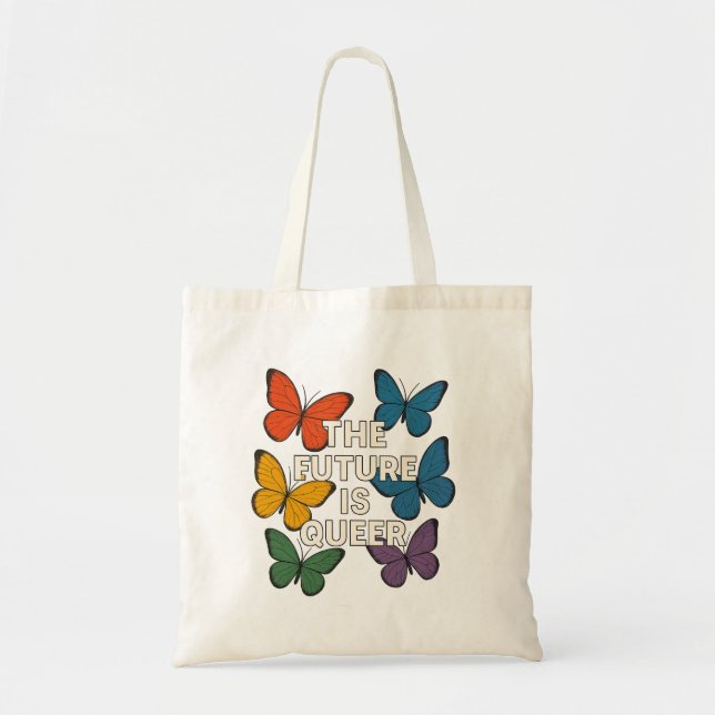 The Future Is Queer - Rainbow Butterflies Tote Bag (Front)