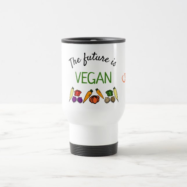 The future is VEGAN, personalised, your name Travel Mug (Center)