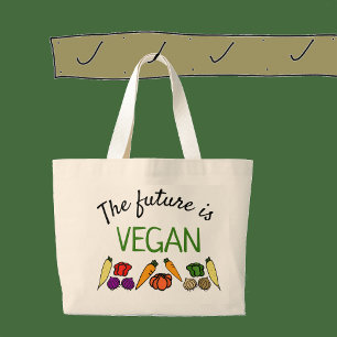 The future is VEGAN, with vegetables Large Tote Bag