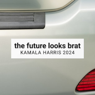 The future looks brat kamala harris 2024 white bumper sticker