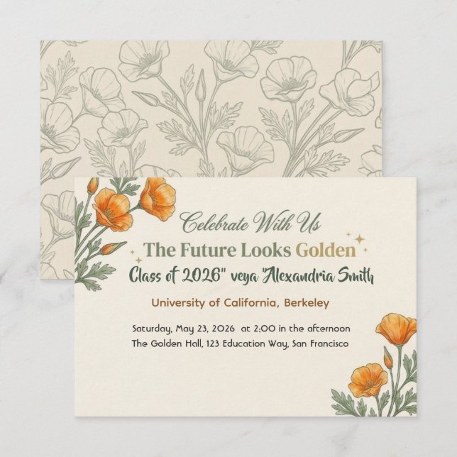 The Future Looks Golden Flat Save The Date Card (Front/Back)