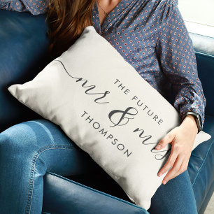 The Future Mr and Mrs Elegant Script Calligraphy Lumbar Cushion