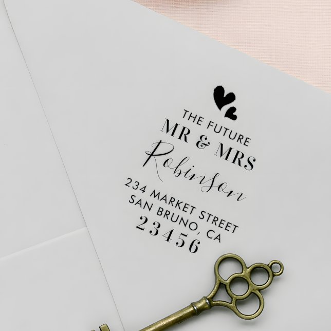The Future Mr & Mrs Custom Wedding Return Address Rubber Stamp (Creator Uploaded)