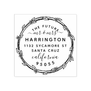 The Future Mr & Mrs Engaged Couple Return Address Rubber Stamp