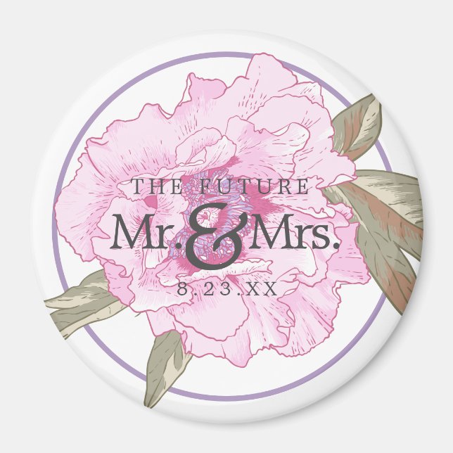 The Future Mr & Mrs Floral Wedding Save The Date Magnet (Front)
