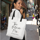The Future Mrs and Your Name | Modern Beauty Gift Tote Bag<br><div class="desc">Introducing "The Future Mrs and Your Name" Modern Beauty Gift Set from Zazzle Celebrate the joyous occasion of the future Mrs. with a modern beauty gift set from Zazzle that combines luxury, personalisation, and style. This exclusive gift set is designed to make her feel truly special as she embarks on...</div>