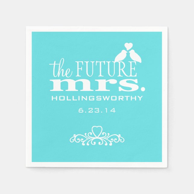 The Future Mrs. Aqua Blue Bridal Shower Napkin (Front)