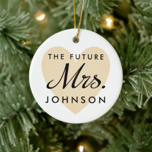 The Future Mrs. Heart and Name Ceramic Tree Decoration