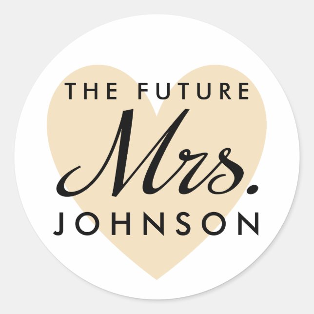 The Future Mrs. heart Classic Round Sticker (Front)