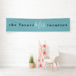 The Future Mrs name Black White Script Purist Blue Banner<br><div class="desc">Brilliant for the bridal shower, bachelorette party or hen do this typographical design has The Future Mrs and Surname and is fully customisable. You can easily personalise the text and can also change font style and text and Purist Blue background colour via the Click to Customise Further option if you...</div>