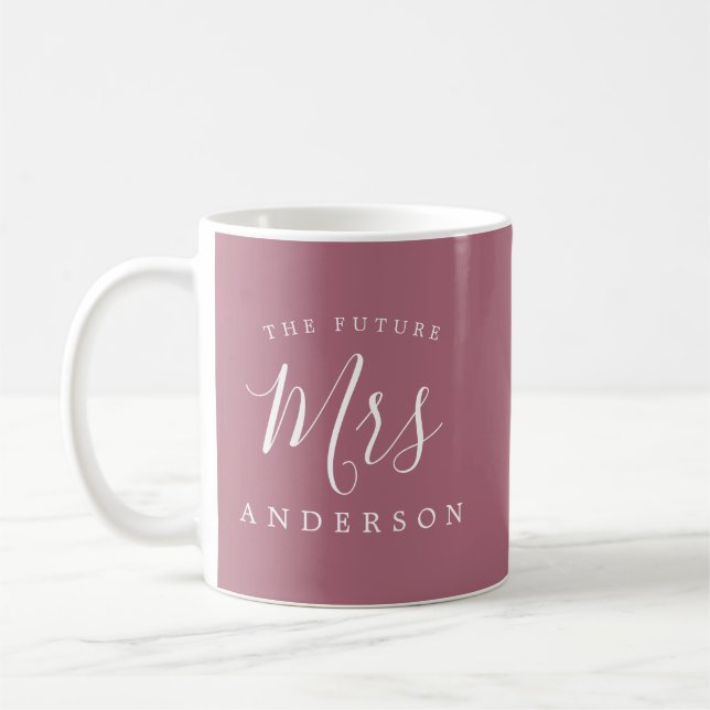 The Future Mrs Purple Cassis Engagement Gift Coffee Mug (Left)