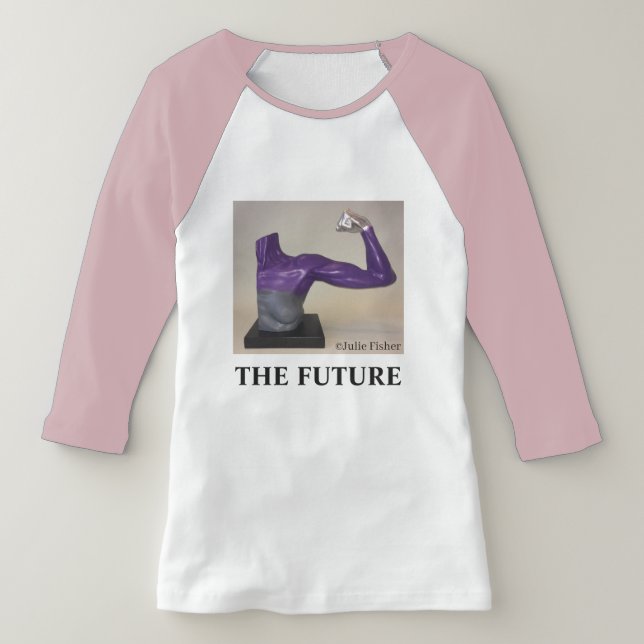 THE FUTURE-Women's Pink Two tone baseball shirt (Laydown)