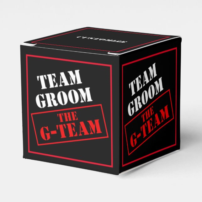 The G-Team Team Groom Cube Favour Box (Front Side)