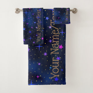 The Galaxy Stars Midnight Blue Bath Towel Set