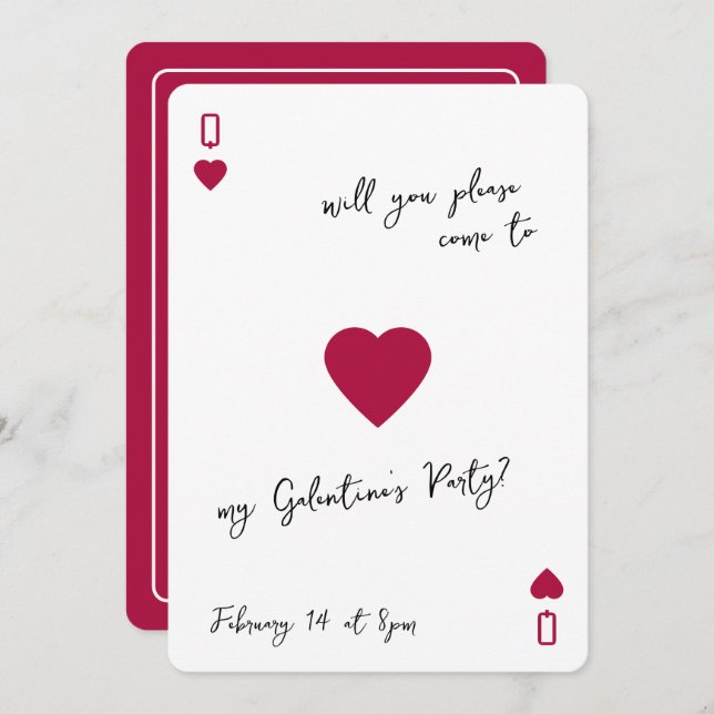 The Galentines Club Queen Of Hearts Invitation (Front/Back)