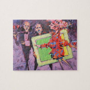 The Gallery Game Painting / Artist Larry Lerew Jigsaw Puzzle