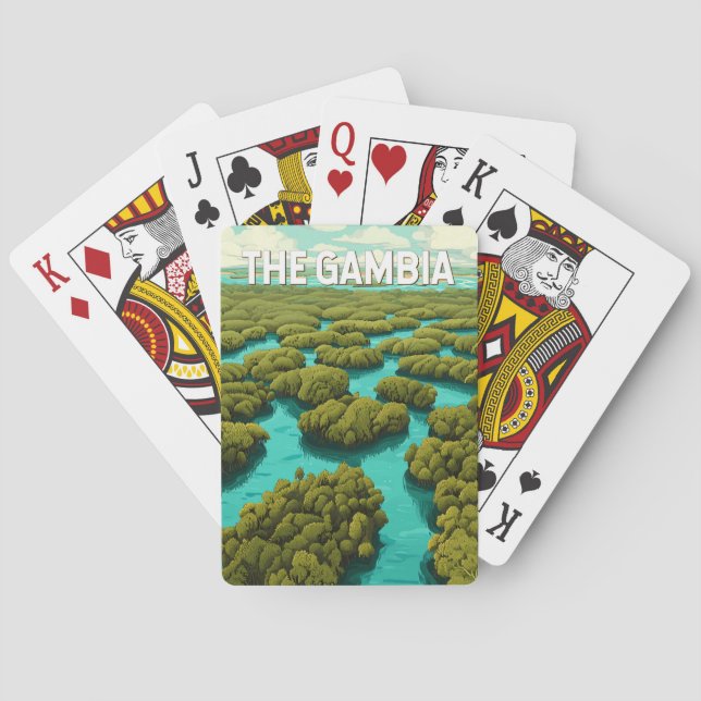 The Gambia Illustration Travel Art Vintage Playing Cards (Back)