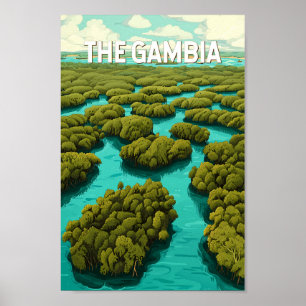 The Gambia Illustration Travel Art Vintage Poster