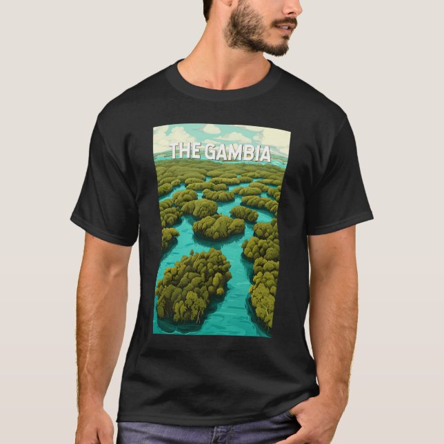 The Gambia Illustration Travel Art Vintage T-Shirt (Front)