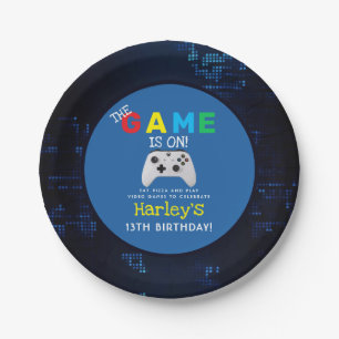 The Game Is On! Custom Photo Video Game Birthday Paper Plate
